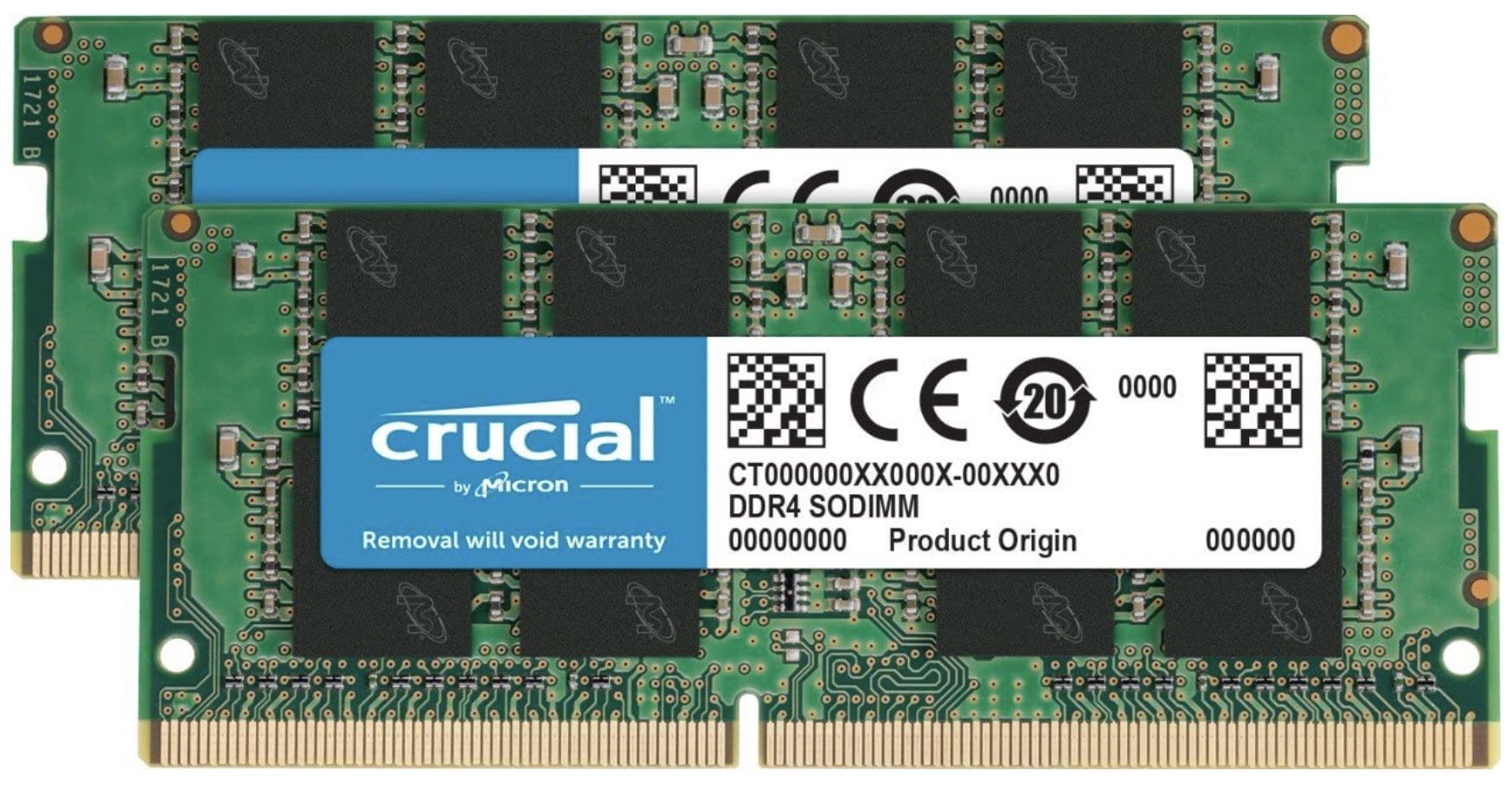 Crucial 32GB Kit DDR4 2666 CL19 DDR4 SODIMM Arbeitsspeicher Kit für 91,31€ (statt 120€)