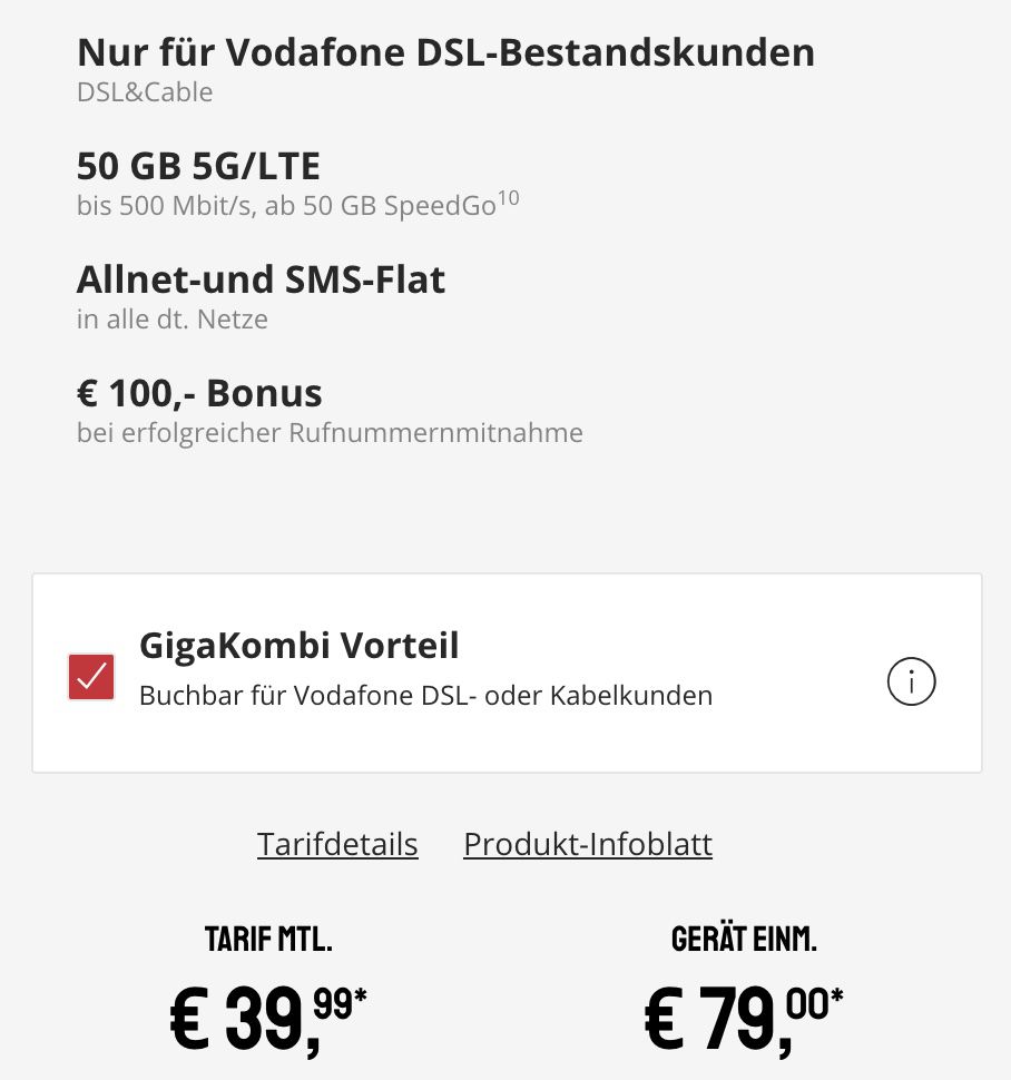 Gigakombi: Google Pixel 7 Pro + Pixel Watch LTE für 79€ + Vodafone 50GB 5G/LTE 39,99€ mtl. + 100€ Bonus