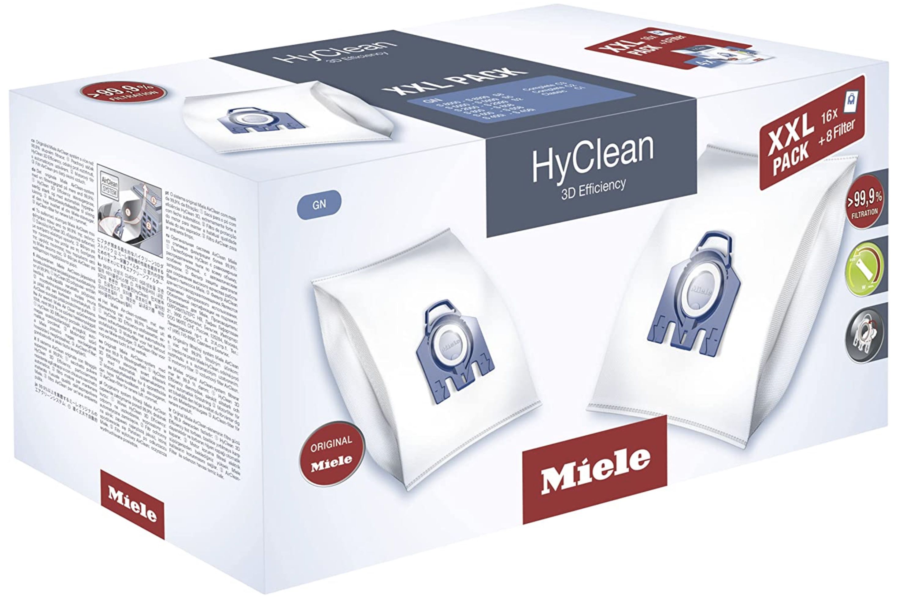 16er Pack Miele XXL Pack HyClean 3D GN Staubsaugerbeutel für 35,39€ (statt 42€)