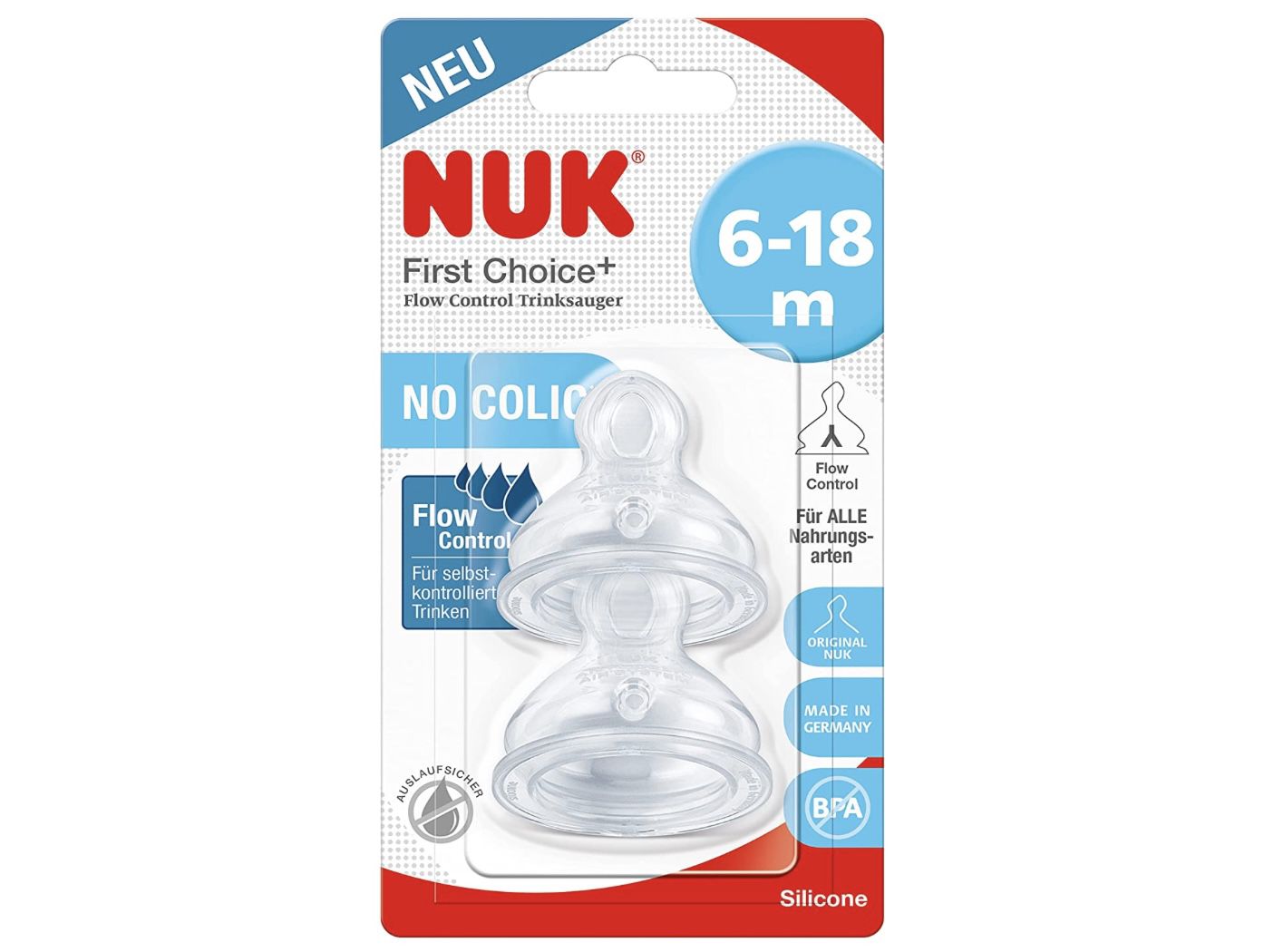 2 x NUK First Choice+ Flow Control Trinksauger für Babyflaschen für 6,70€ (statt 10€)   Prime