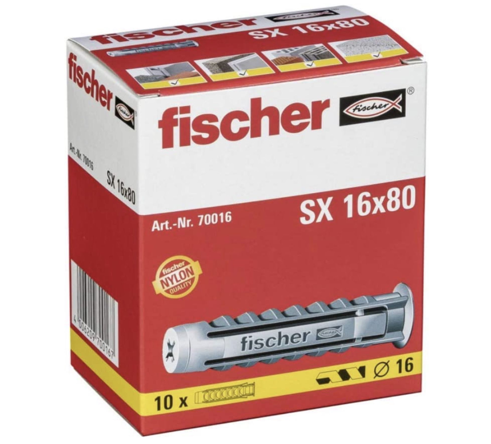 10er Pack fischer 70016 Spreizdübel SX 16 x 80 für 4,62€ (statt 9€)   Prime