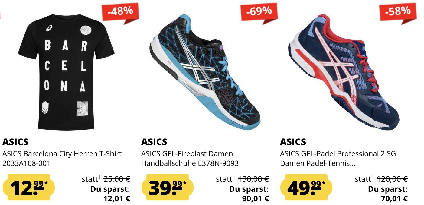 SportSpar: Asics 3 für 2 Aktion   z.B: 3 Shirts für 29,93€ (statt 44€)