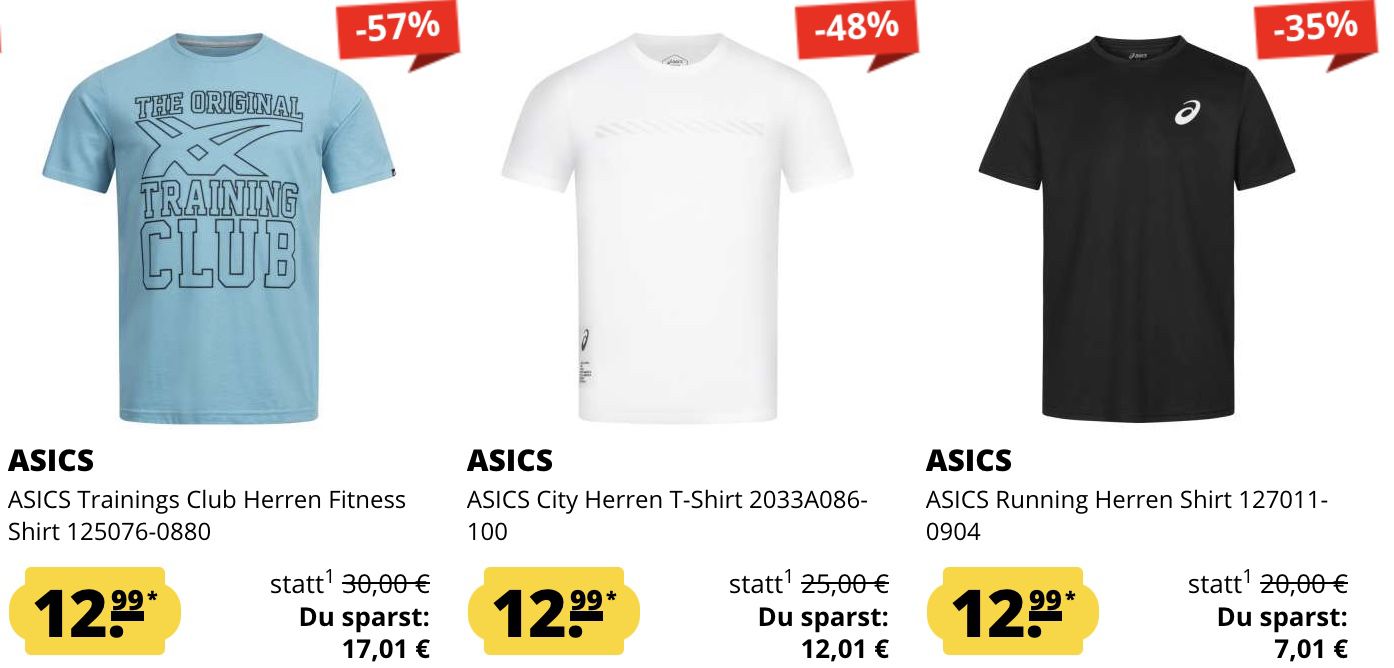 SportSpar: Asics 3 für 2 Aktion   z.B: 3 Shirts für 29,93€ (statt 44€)