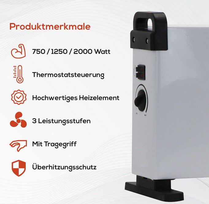 Tronitechnik TT KH 101 Konvektor Heizgerät max. 2kW für 17,99€ (statt 30€)