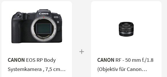 CANON EOS RP Systemkamera Kit mit 50mm Objektiv für 974,77€ (statt 1.149€)