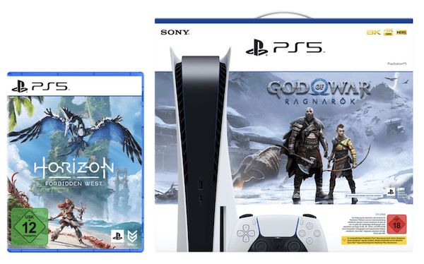 Sony Playstation 5 Disc + God of War Ragnarök + Horizon Forbidden West für 694,99€