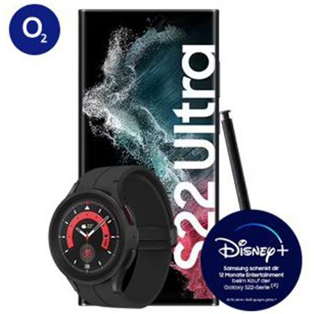 Samsung Galaxy S22 Ultra 128GB + Galaxy Watch 5 Pro für 49€ + o2 Flat 120GB für 54,99€ mtl. + 100€ Bonus + 12 Mon. Disney+