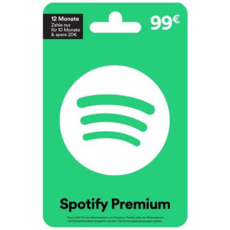 12 Monate Spotify Premium für 99€ + 10€ Amazon Guthaben