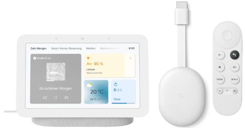 Google Nest Hub 2. Generation + Google Chromecast für 69,95€ (statt 111€)