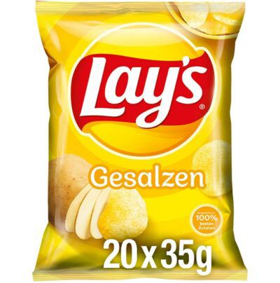20er Pack Lays Gesalzen Kartoffelchips, 35g ab 11€ (statt 17€)