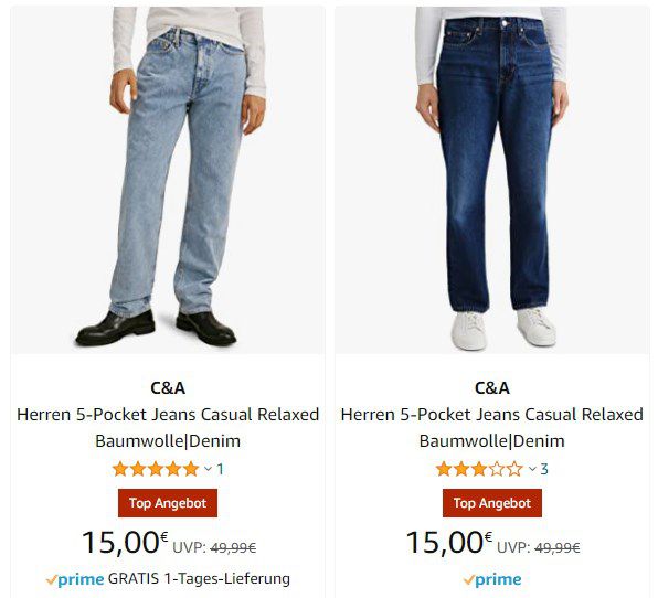 Amazon: bis zu 80% Rabatt auf ausgewählte C&A Klamotten