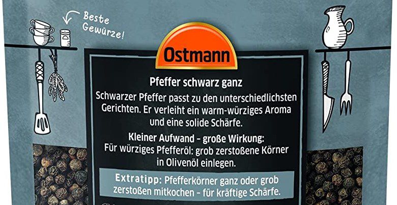 250g Ostmann ganze schwarze Pfefferkörner ab 6,70€ (statt 9€)   SparAbo
