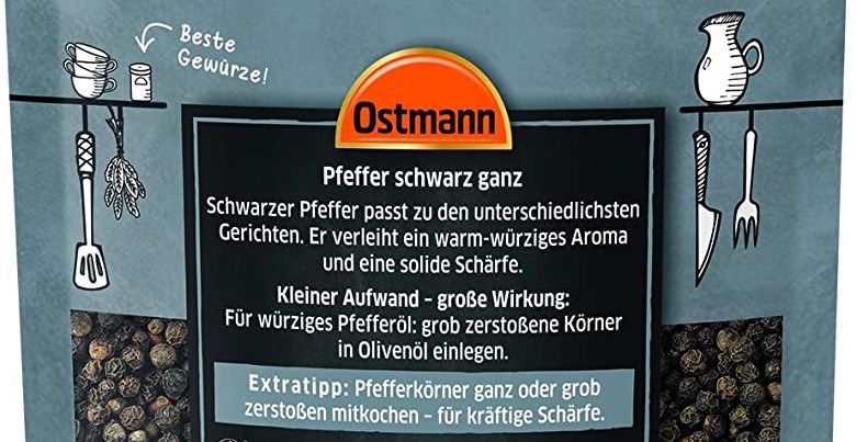 250g Ostmann ganze schwarze Pfefferkörner ab 6,71€ (statt 12€)