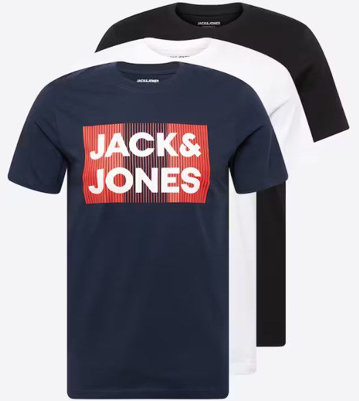 3er Pack Jack and Jones T Shirt mit Logo Print für 23,72€ (statt 28€)