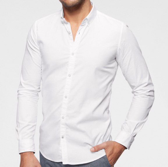 Tom Tailor Langarmhemd mit Button down Kragen in Weiß ab 19,99€ (statt 30€)