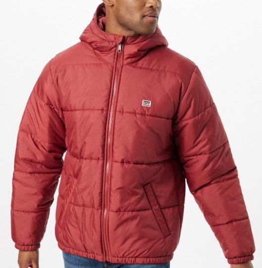 Levis Telegraph Kurzjacke mit Kapuze in Rot & Schwarz ab 92,65€ (statt 105€)