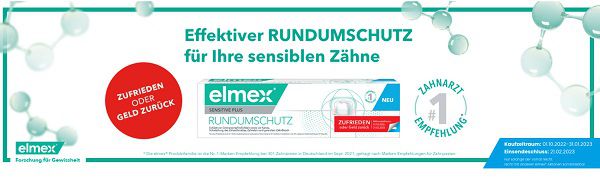 elmex® Rundumschutz ausprobieren, bei Unzufriedenheit Geld zurück