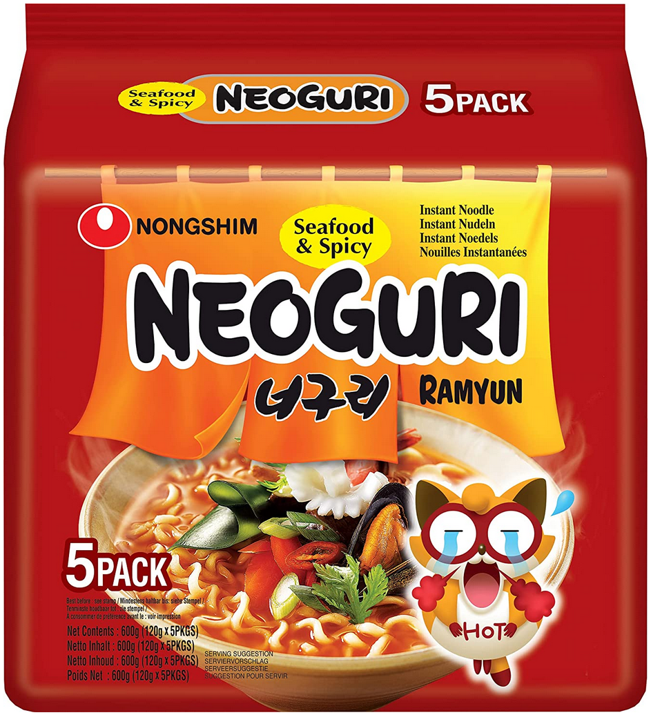 5er Pack Nong Shim Neoguri Seafood & Spicy Ramyun Ramen, 600g ab 6,90€ (statt 9€)   Prime