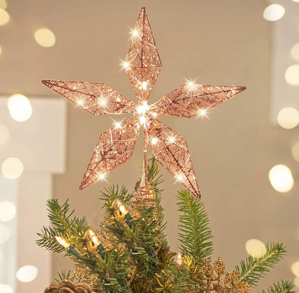 Luxspire LED Christbaumspitze als Stern in Rosegold für 10,39€ (statt 26€)
