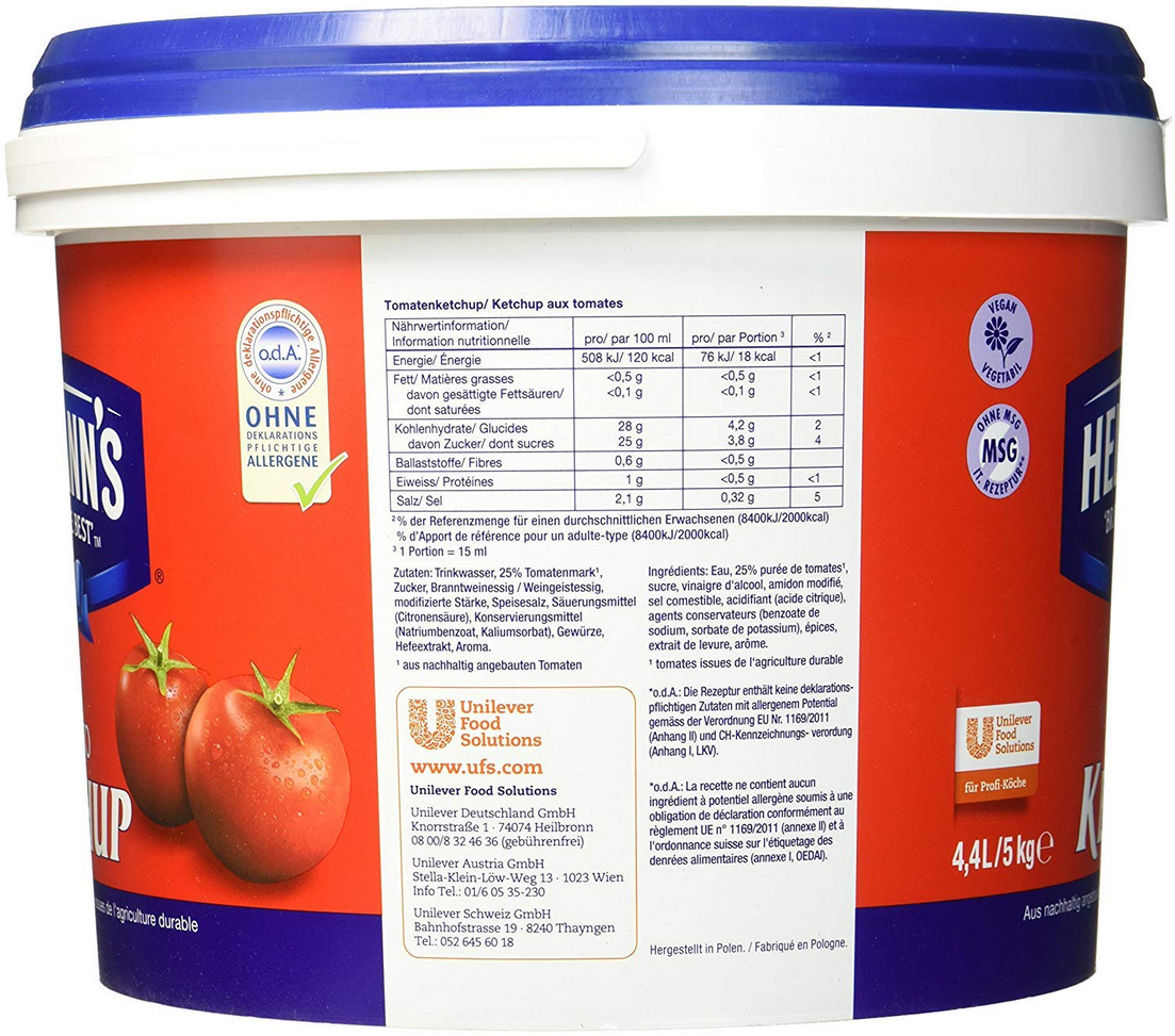 5Kg Hellmanns Tomato Ketchup im Eimer für 13,85€ (statt 24€)