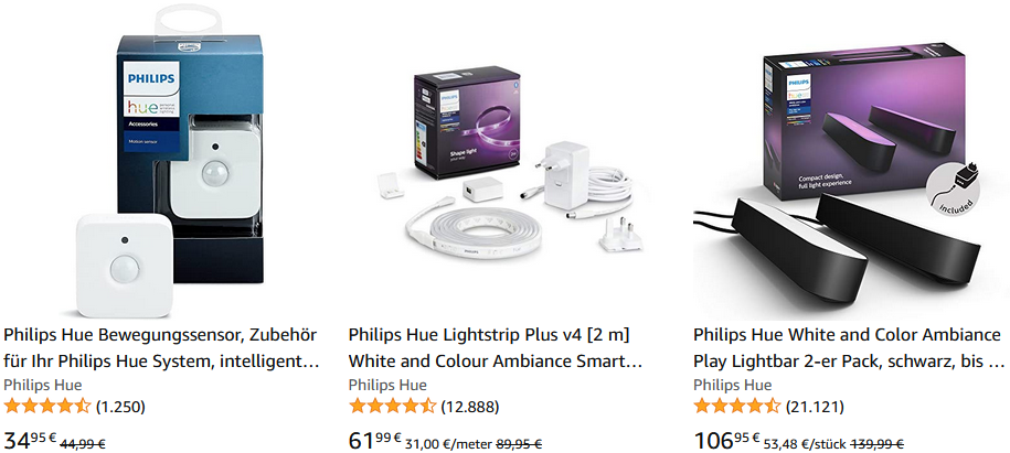Amazon: 50% Rabatt auf den zweiten Artikel   z.B. 2x Philips Hue Turaco Wandleuchte für 104,98€ (statt 140€)