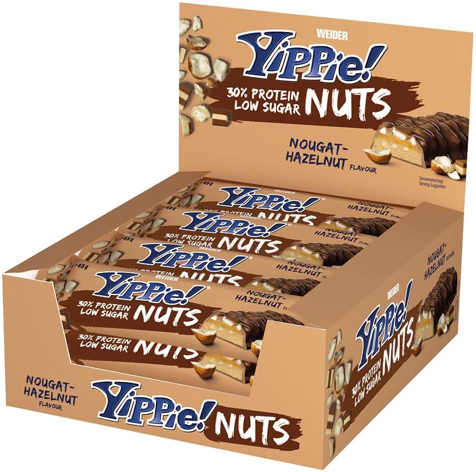 12er Pack Weider Yippie! Nuts Protein Bar Eiweißriegel á 45g ab 16€ (statt 21€)   Prime Sparabo