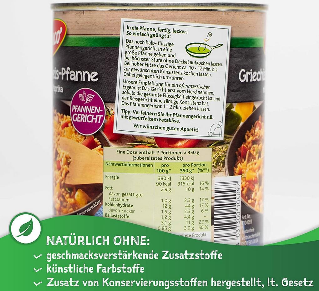 4x Erasco Griechische Reis Pfanne mit Gyros & Paprika, 800g ab 10,76€ (statt 13€)   Prime Sparabo