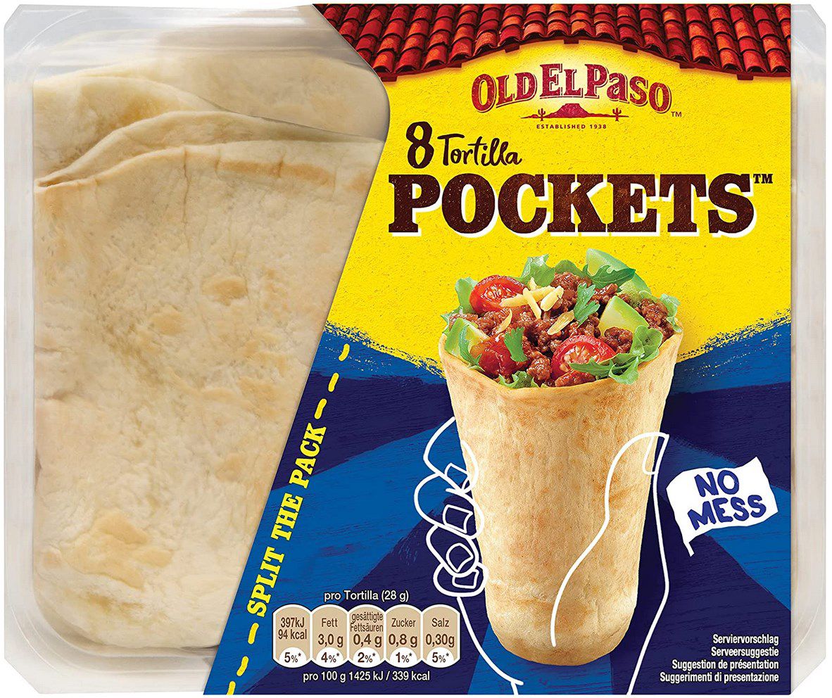 Old El Paso Weizen Tortilla Pockets   Mexikanische Wraps mit Boden für 3,39€ (statt 4€)   Prime