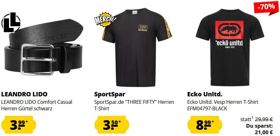 🔥 SportSpar: Deals unter 10€   z.B. Ecko Unltd. Kawasa T Shirt ab 8,99€ (statt 20€)