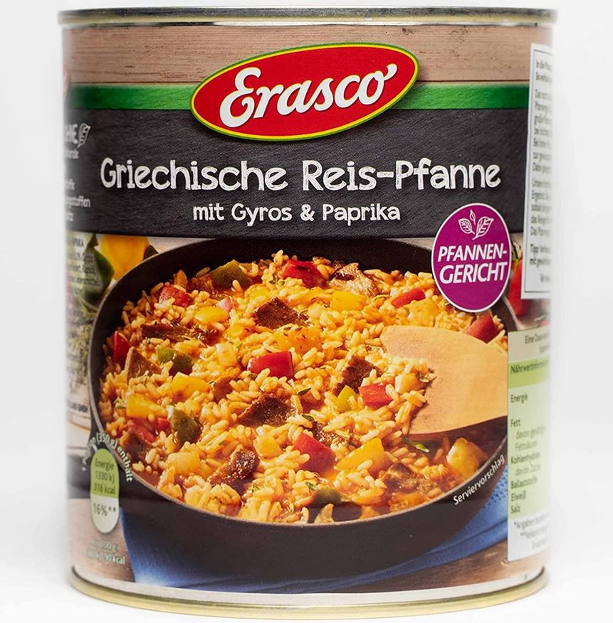 4x Erasco Griechische Reis Pfanne mit Gyros & Paprika, 800g ab 10,76€ (statt 13€)   Prime Sparabo