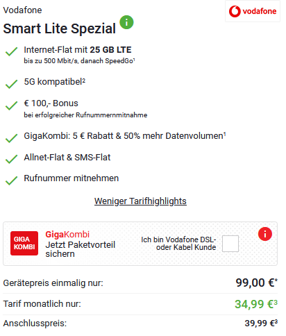 Xiaomi 12T Pro 5G + Redmi Pad für 99€ + Vodafone Allnet Flat mit 25GB für 34,99€ mtl. + 100€ Bonus