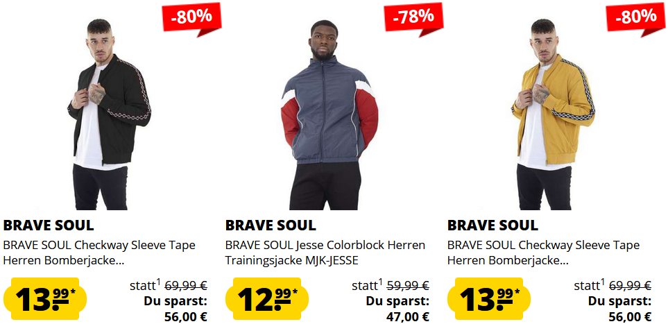 SportSpar: Brave Soul London Jacken Sale   z.B. Brave Soul Jesse Jacke ab 12,99€   Ab 50€ VSK Frei