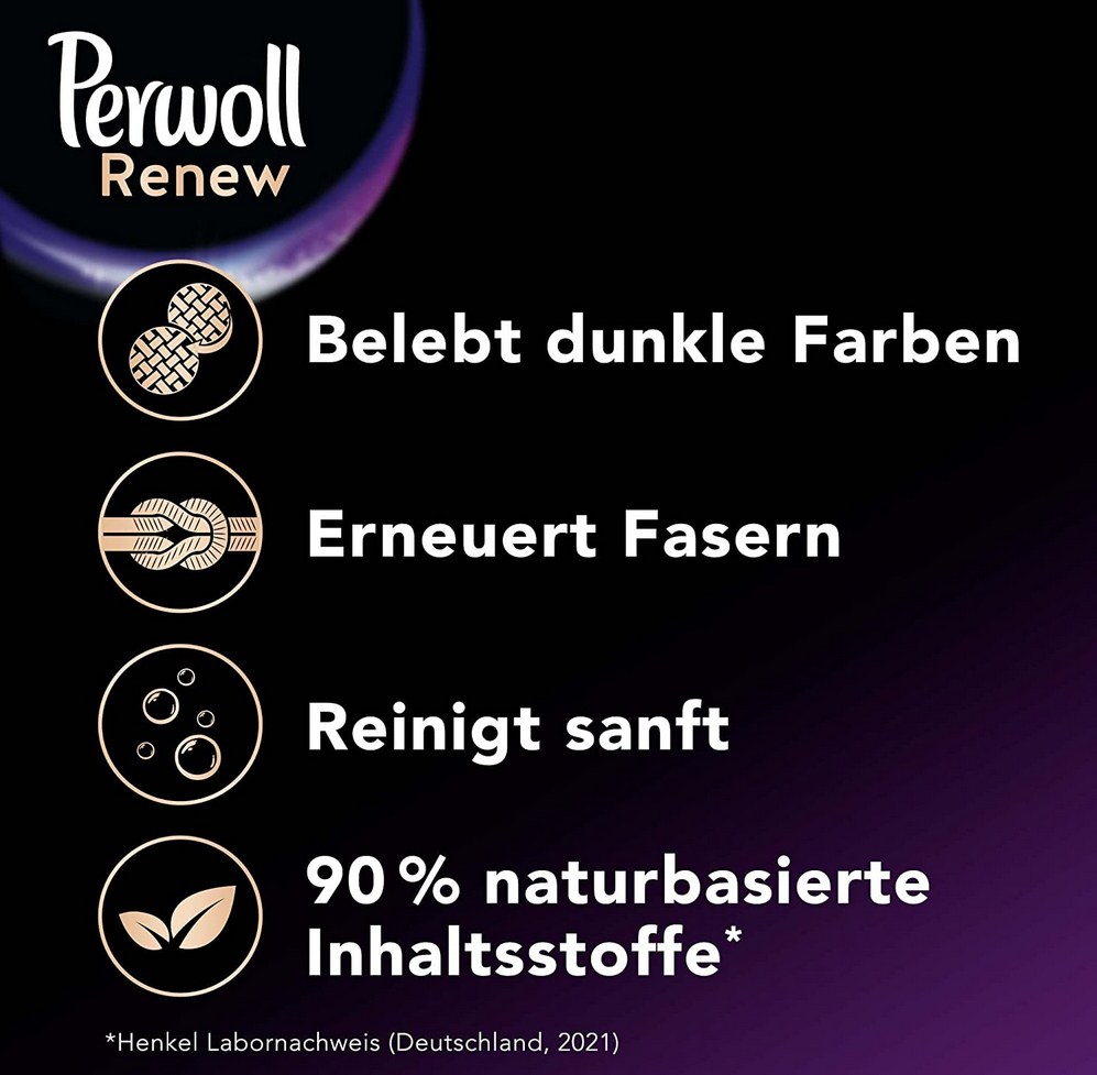 Perwoll Renew Schwarz Feinwaschmittel, 50 Waschladungen ab 7,61€ (statt 9€)   Prime Sparabo