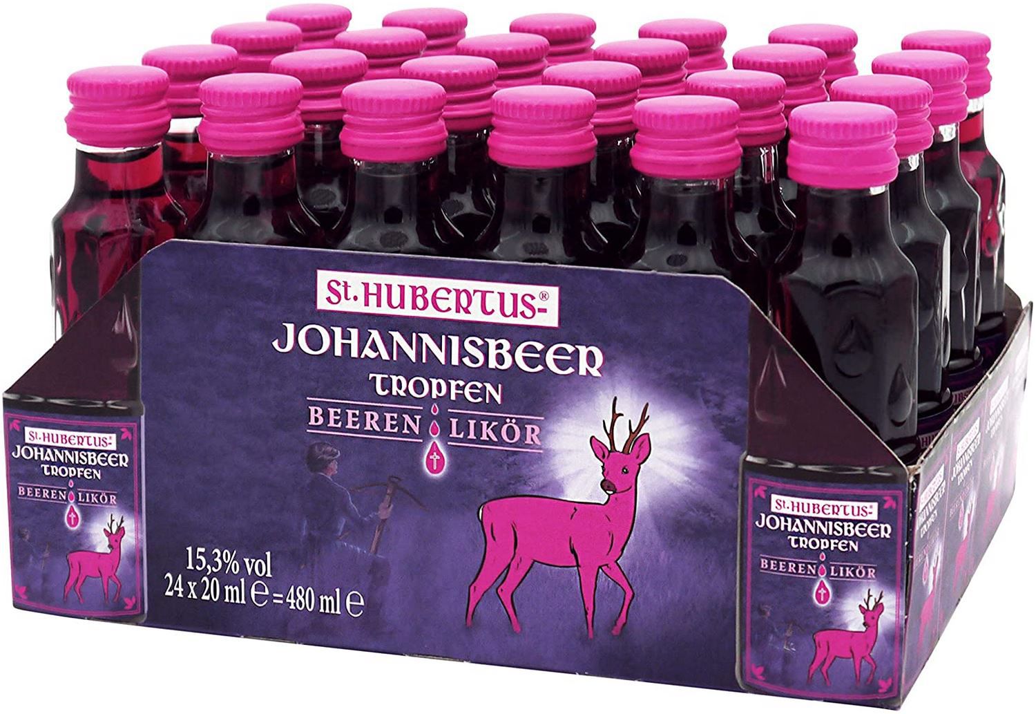 24er Pack St.Hubertus Tropfen Johannisbeer Likör, 0.02l für 6,98€ (statt 9€)   Prime