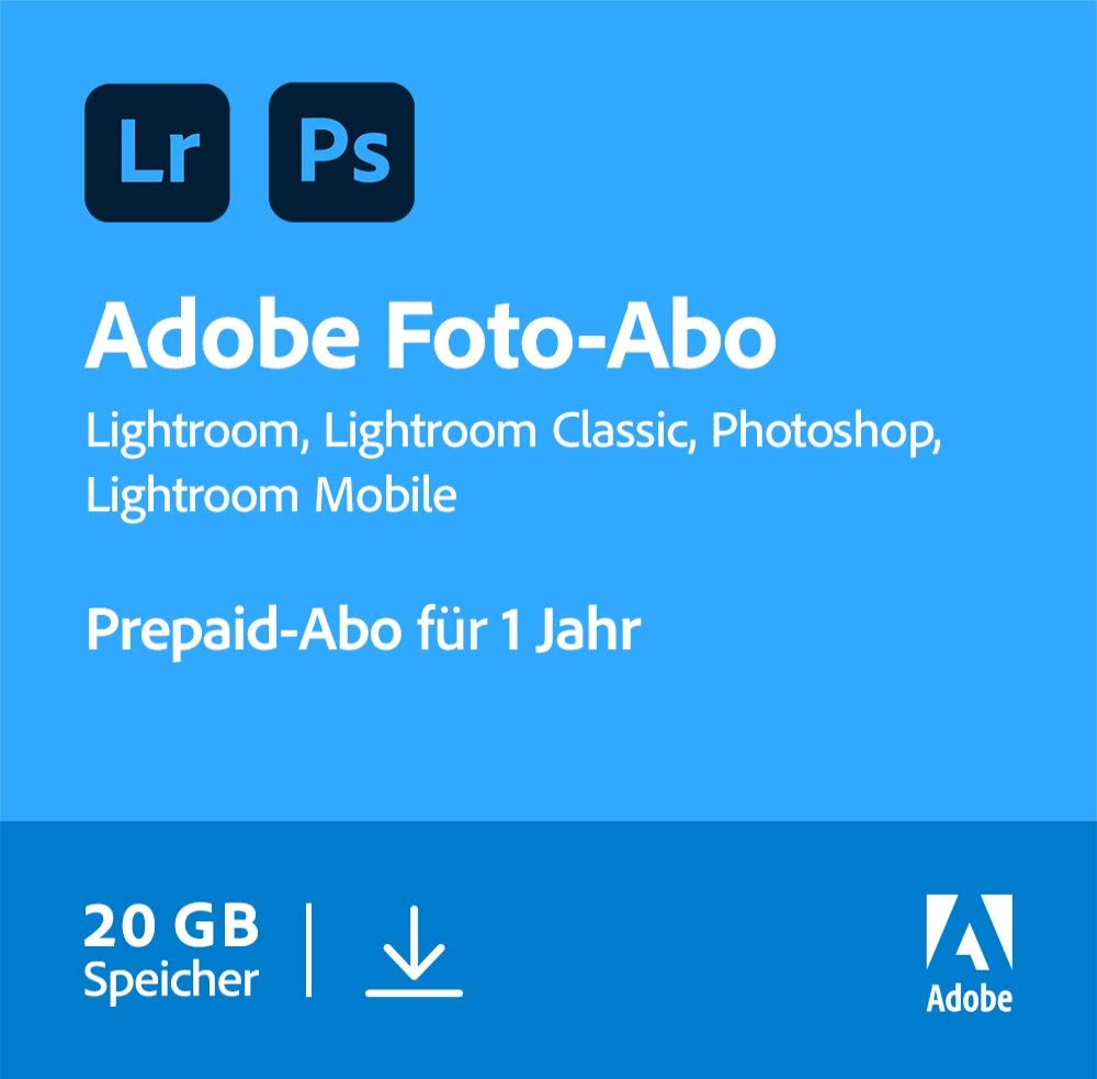1 Jahr Adobe Creative Cloud Foto Abo mit Photoshop + Lightroom 20GB Cloud für 73,95€ (statt 100€)