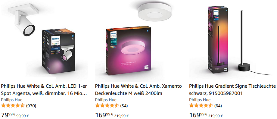 Amazon: 50% Rabatt auf den zweiten Artikel   z.B. 2x Philips Hue Turaco Wandleuchte für 104,98€ (statt 140€)