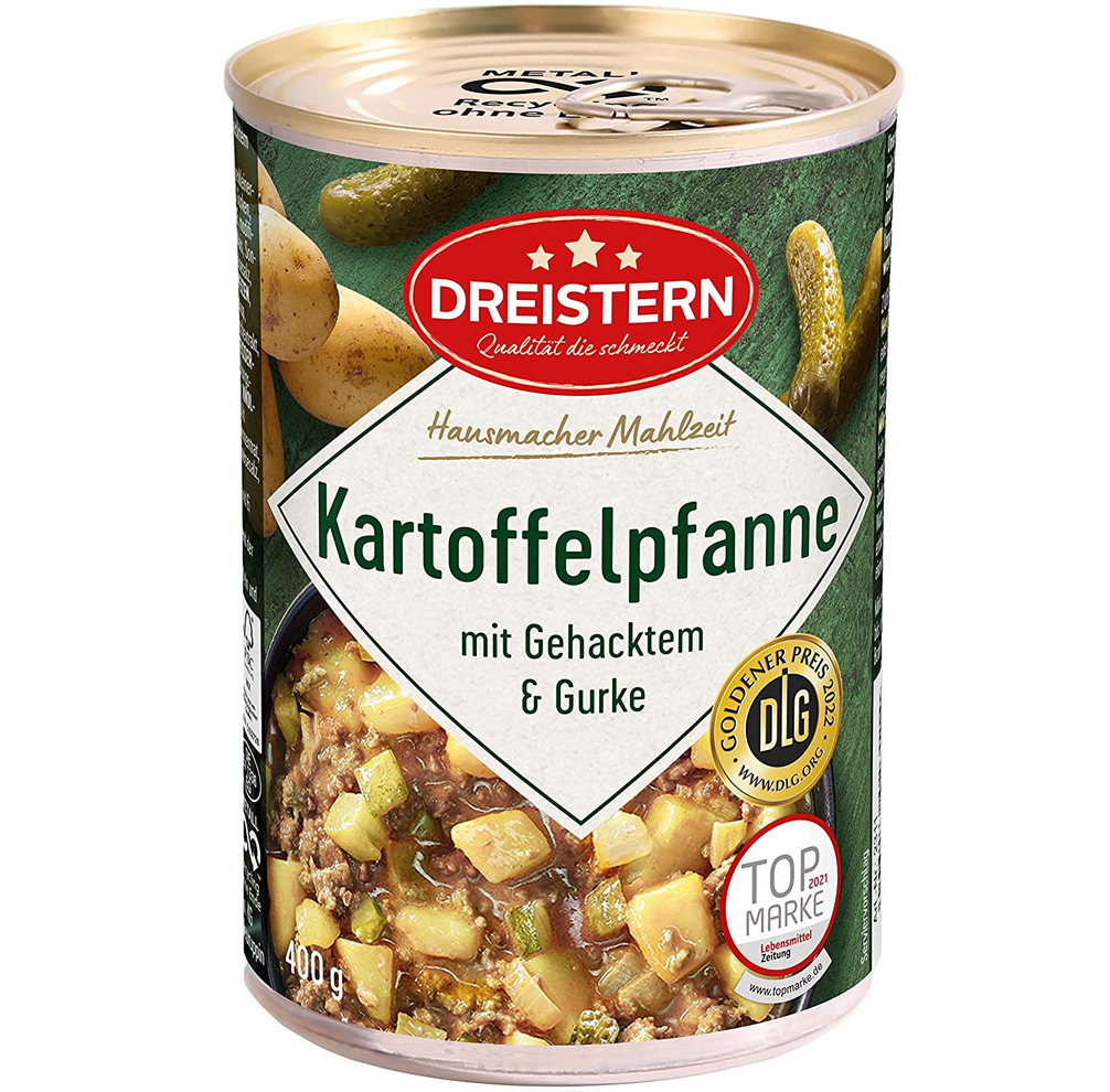 4x Dreistern Kartoffelpfanne mit Gehacktem & Gurke, 400g ab 8,24€ (statt 11€)   Prime Sparabo