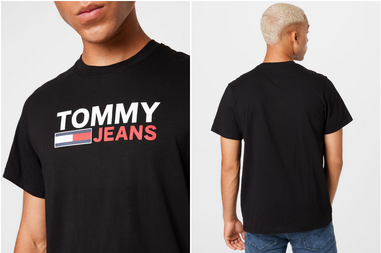 Tommy Jeans Flag Logo T Shirt in Schwarz für 17,45€ (statt 29€)