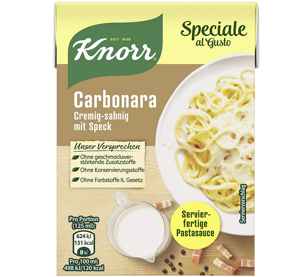 Knorr Speciale al Gusto Carbonara Soße, 370g ab 1,35€ (statt 1,89€)   Prime Sparabo