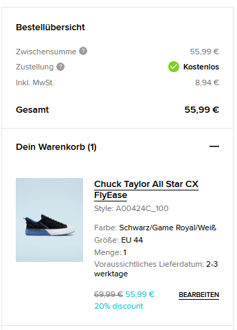 🔥 Converse Chuck Taylor All Star CX FlyEase Sneaker für 55,99€ (statt 93€)