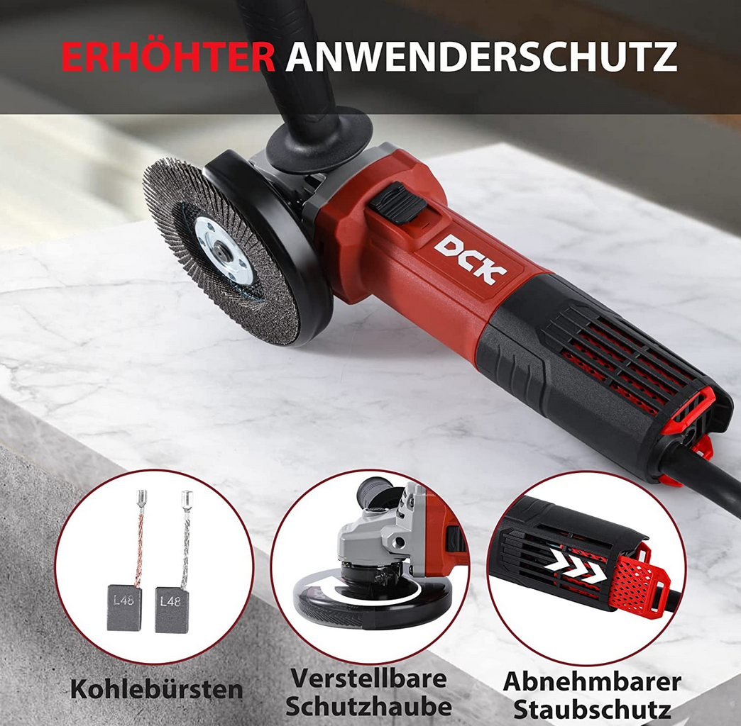 DCK Professional Winkelschleifer mit 1.100W + 4 Scheiben für 62,99€ (statt 90€)