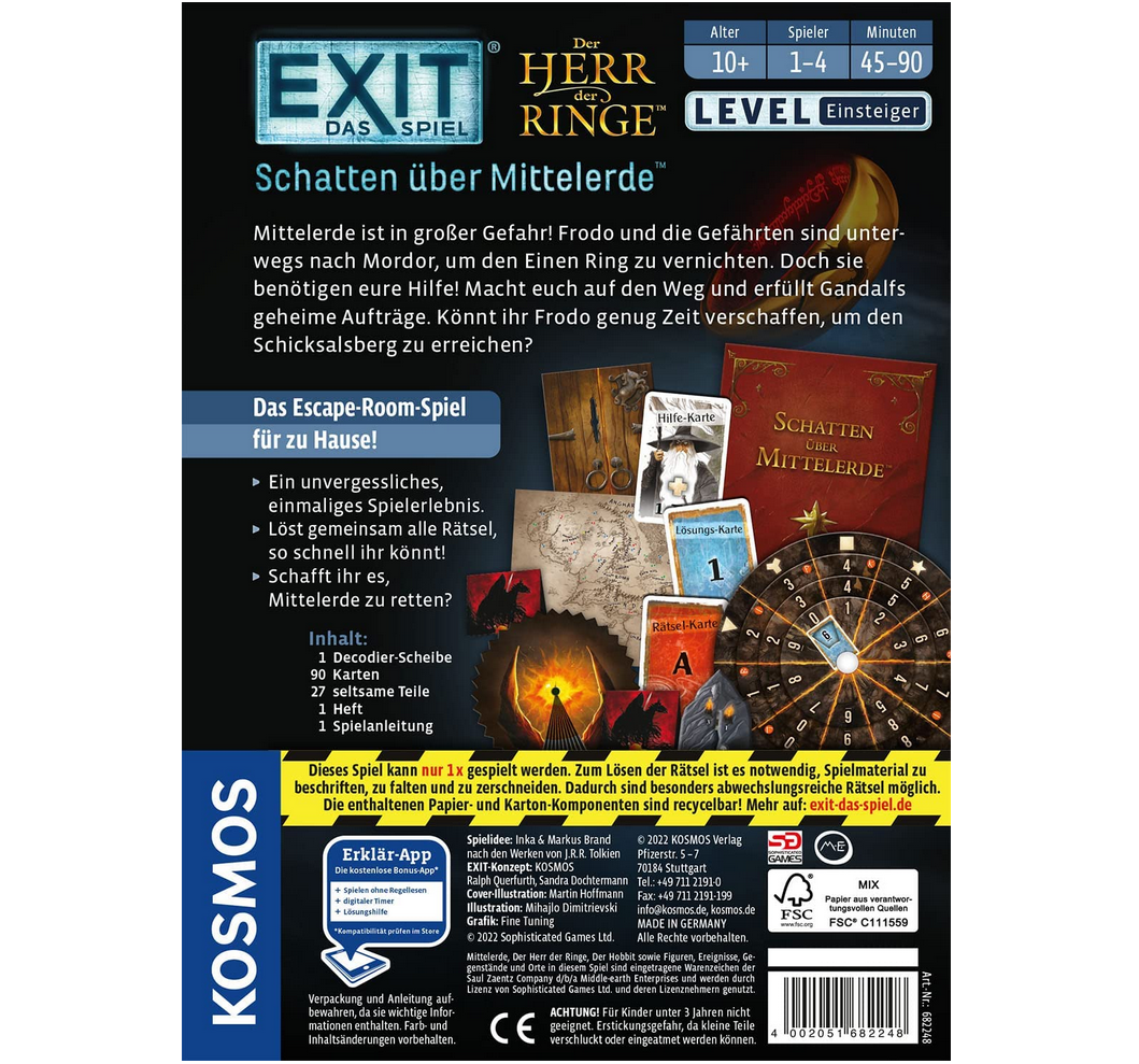 EXIT   Das Spiel: Schatten über Mittelerde für 9,99€ (statt 13€)