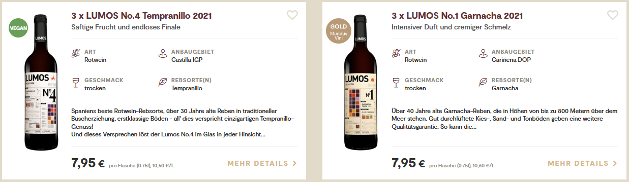 Lumos Genießer Paket mit 12 Flaschen Wein für 59,59€ (statt 95€)
