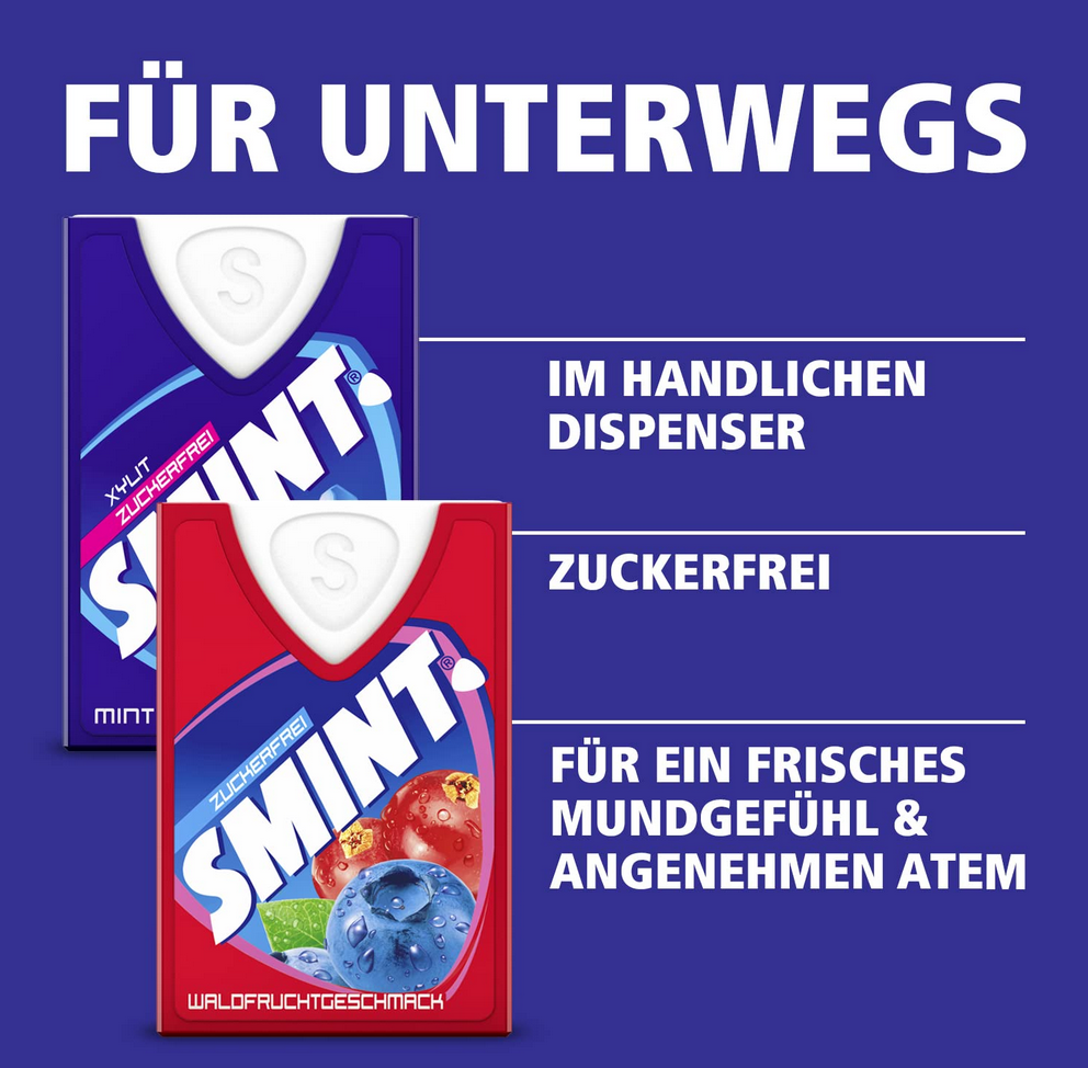 12er Pack SMINT Mint Pfefferminze Pastillen ab 8,64€ (statt 12€)