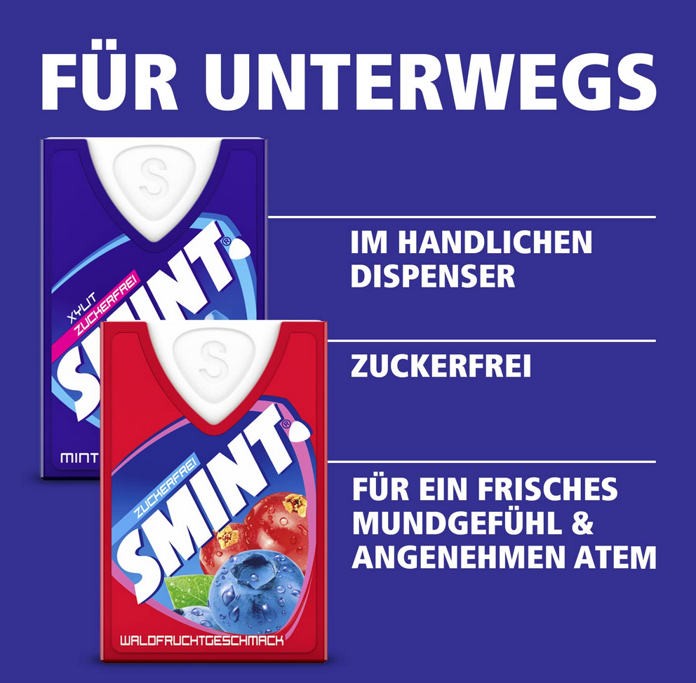 12er Pack SMINT Mint Pfefferminze Pastillen ab 9€ (statt 12€)   Prime Sparabo