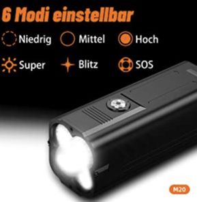 SuperFire M20 LED Taschenlampe mit 6.000 lm & 10.400mAh für 22,49€ (statt 50€)