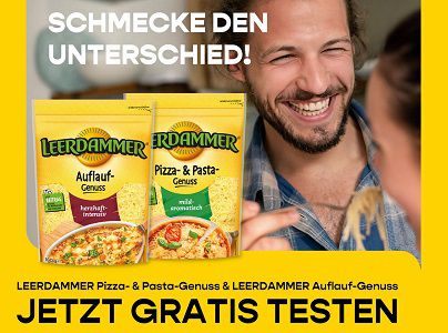 Leerdammer Auflauf Genuss oder Pizza und Pasta Genuss gratis ausprobieren