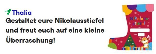 Thalia: Nikolausstiefel zum Basteln abholen und gratis befüllen lassen