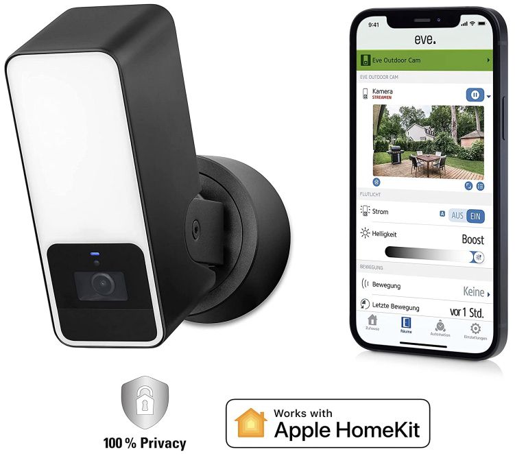 Eve Outdoor Cam – Smarte 1080p Außenkamera mit Flutlicht für 185€ (statt 223€)