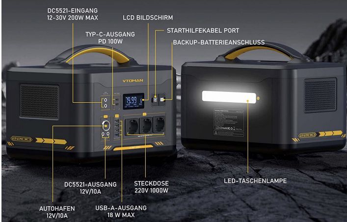 VTOMAN Jump 2200 LiFePO4 Powerstation mit 2200W + Solarmodulen für 1.299€ (statt 2.200€)